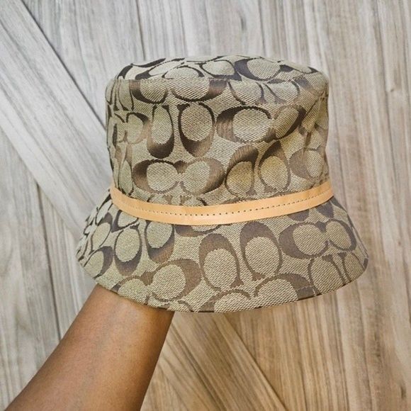 Coach Signature Jacquard Monogram Vintage Y2K Bucket Hat Organic Beige Tan - Picture 1 of 12